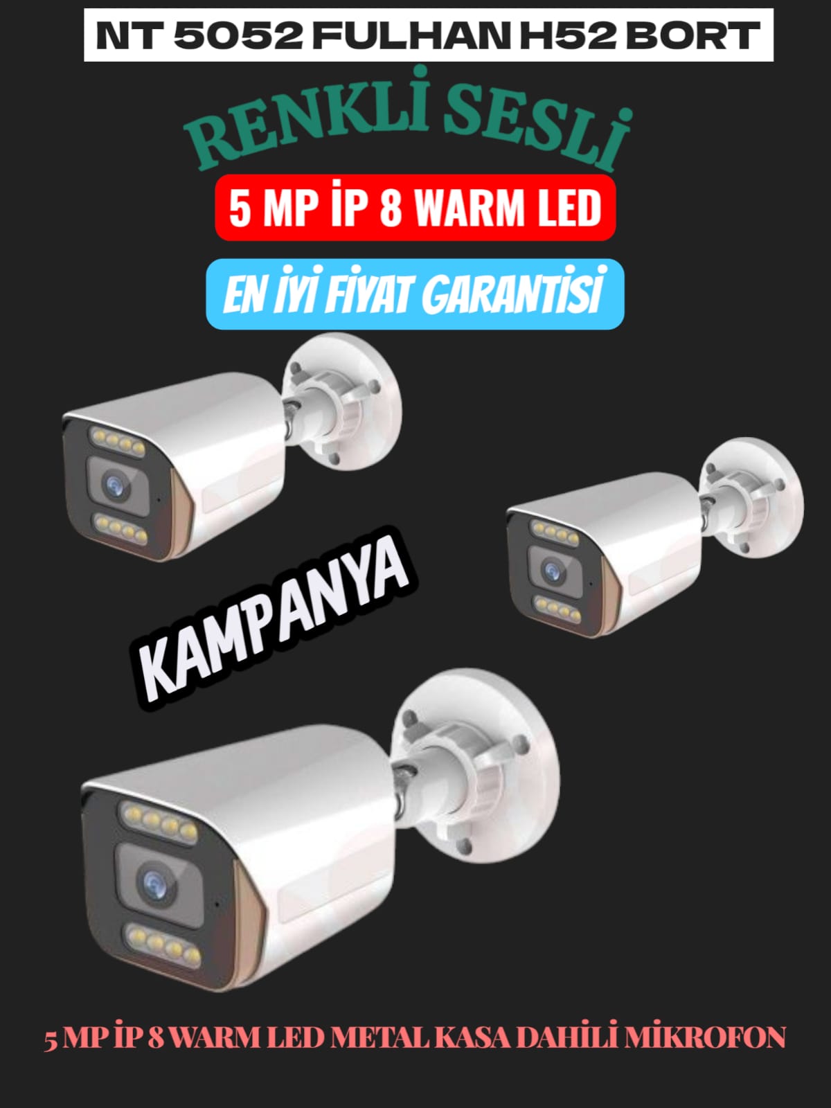 5 MP İP FULHAN H52 DAHİLİ MİC. POELİ METAL 30 ADET 